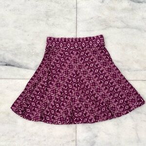 Ann Taylor LOFT Skirt Pink Geometric A Line Knit Pull On Women XS Boho Office